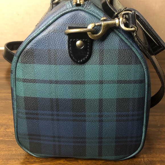 K RALPH LAUREN Black Watch Plaid Speedy Boston Overnight Travel Bag 30cm - Picture 6 of 17